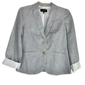 Talbots Linen Blend Vertical Stripe 2 Button Blazer